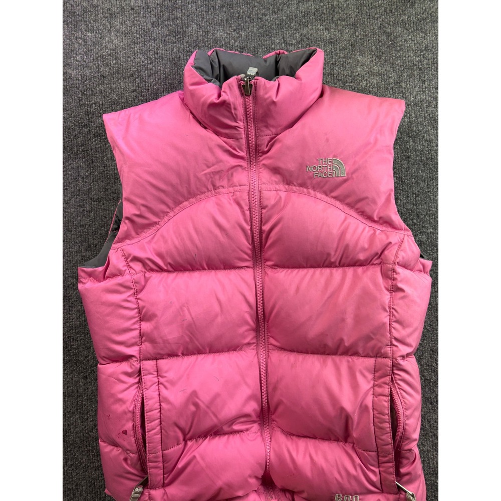 The North Face Puffer Vest Girls Medium Pink 600-Fill Down Insulated Quilted